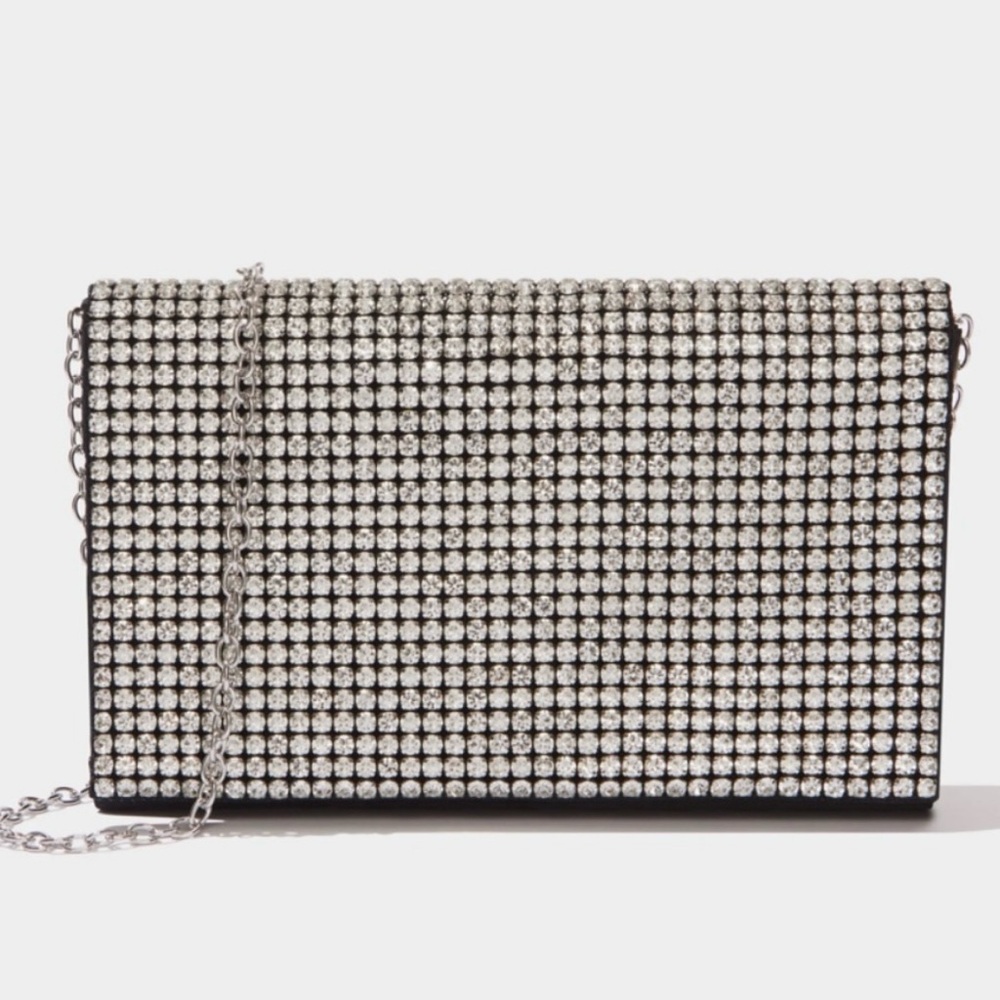 STELLA CRYSTAL BAG by Amber Sceats -NWT  Satin/Cubic Zirconia with Dust Bag